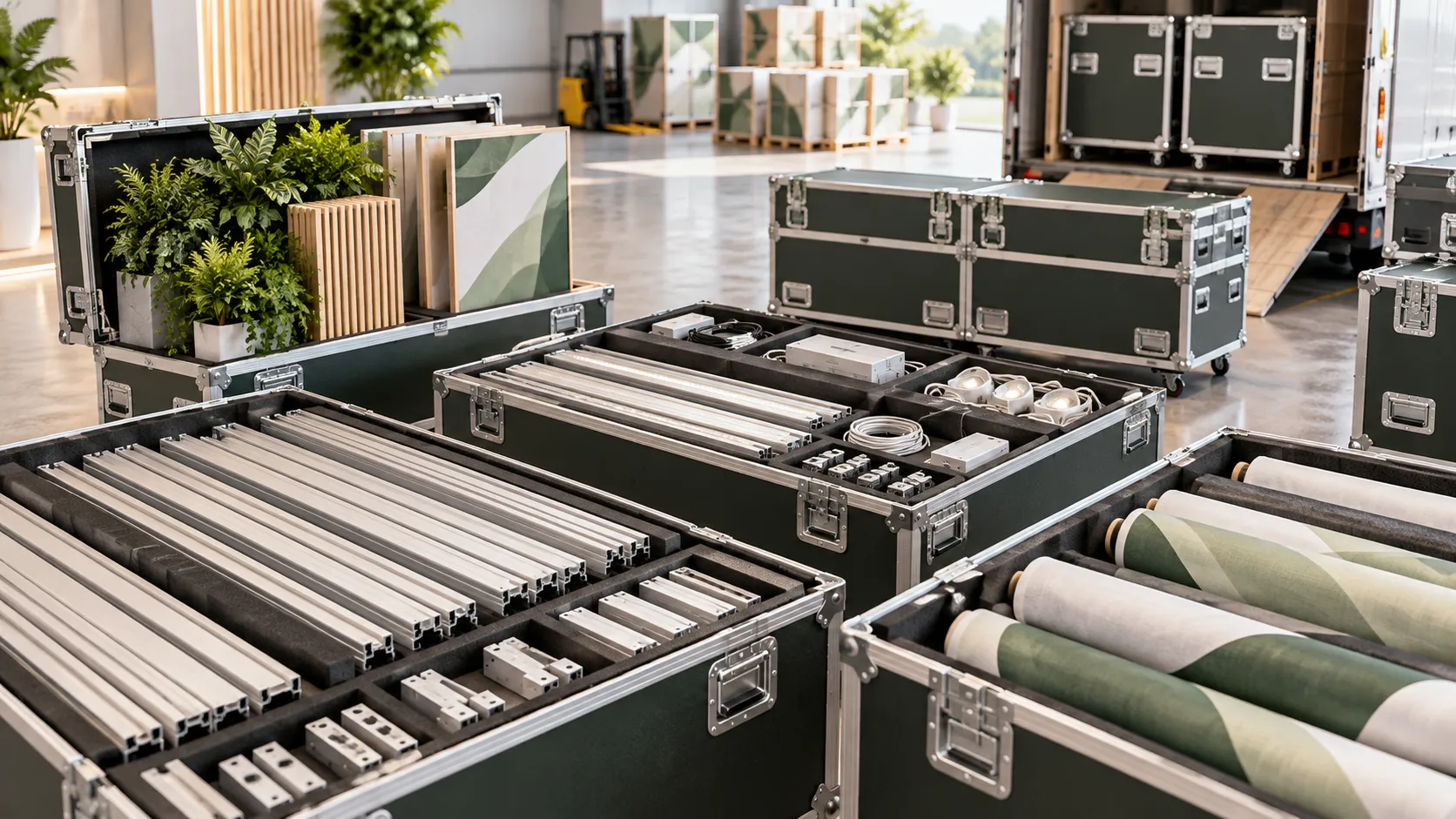 Quy trình đóng gói vận chuyển và lưu kho gian hàng modular tiện lợi bằng thùng flight case chuyên dụng