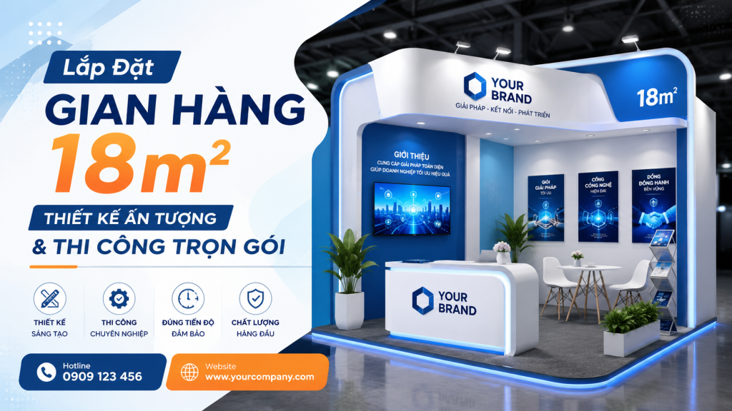 Lắp Đặt Gian Hàng 18m²: Thiết Kế Ấn Tượng & Thi Công Trọn Gói
