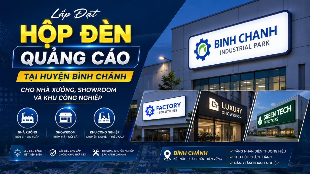 Lắp Đặt Hộp Đèn Quảng Cáo Tại Bình Chánh | Giải Pháp Cho Nhà Xưởng & Showroom