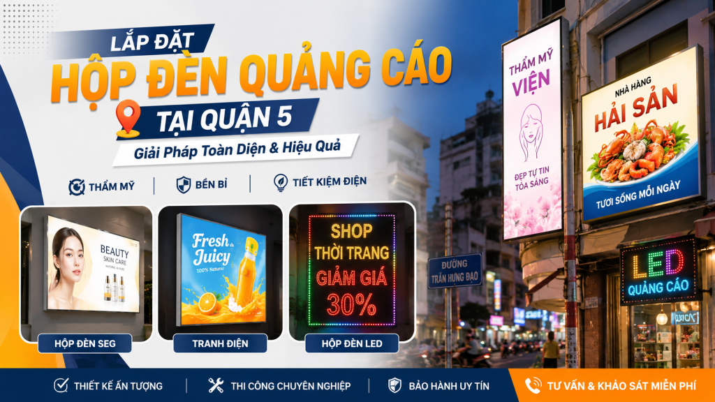 Lắp Đặt Hộp Đèn Quảng Cáo Quận 5: SEG, Tranh Điện & LED | MPX