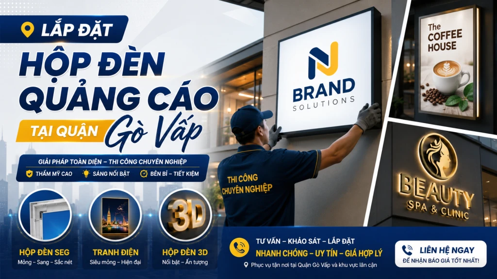 Lắp Đặt Hộp Đèn Quảng Cáo Quận Gò Vấp | Hộp Đèn SEG, Tranh Điện & 3D