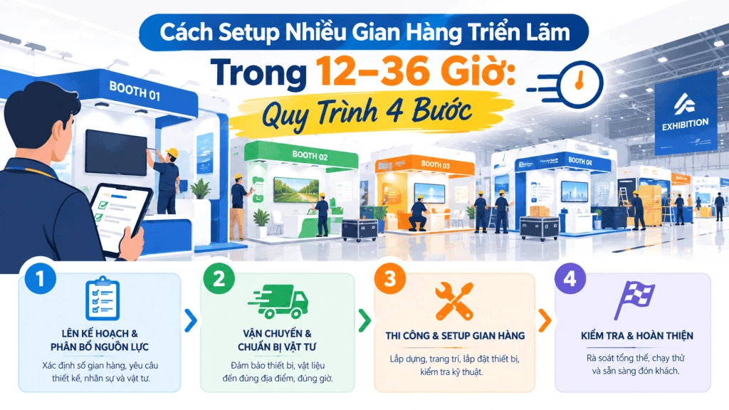 Setup Nhiều Gian Hàng Triển Lãm Nhanh: Quy Trình 4 Bước