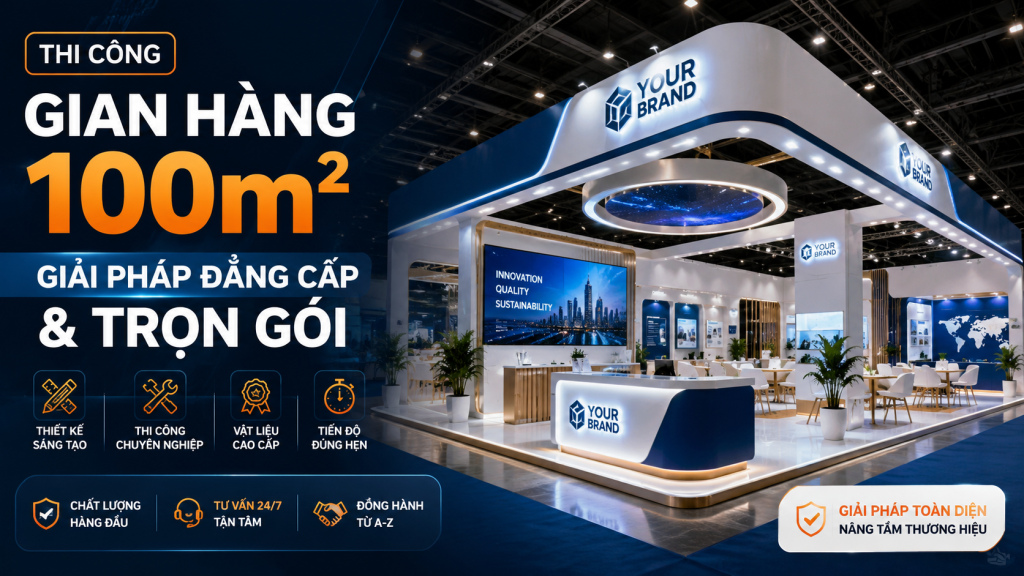 Thi Công Gian Hàng 100m²: Giải Pháp Đẳng Cấp & Trọn Gói