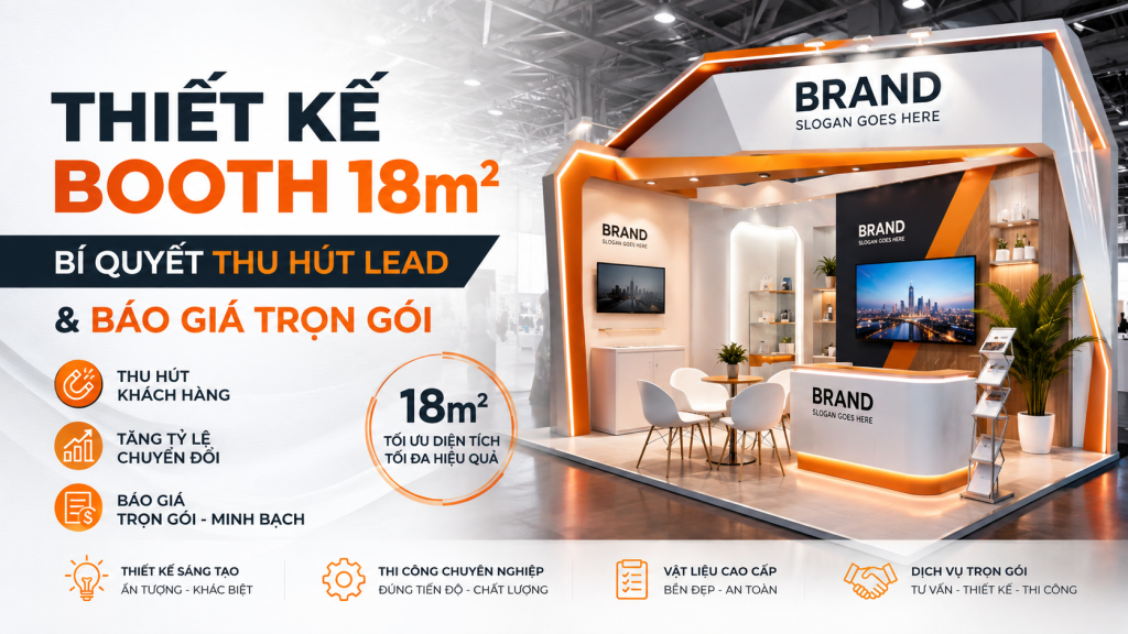 Thiết Kế Booth 18m²: Bí Quyết Thu Hút Lead & Báo Giá Trọn Gói