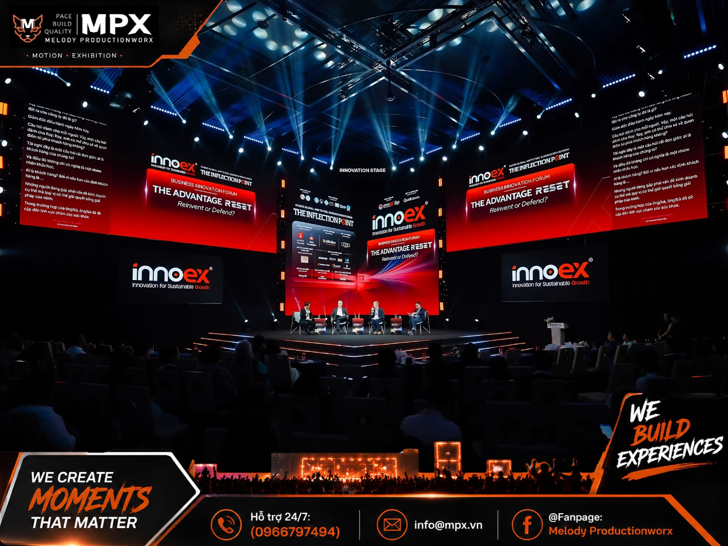 Hình ảnh triển lãm InnoEx 2026 đang diễn ra sau khi Melody Productionworx Thi Công Toàn Bộ Gian Hàng
