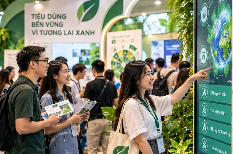 Ứng dụng vật liệu tái chế và thân thiện môi trường trong thiết kế thi công gian hàng xanh hiện đại