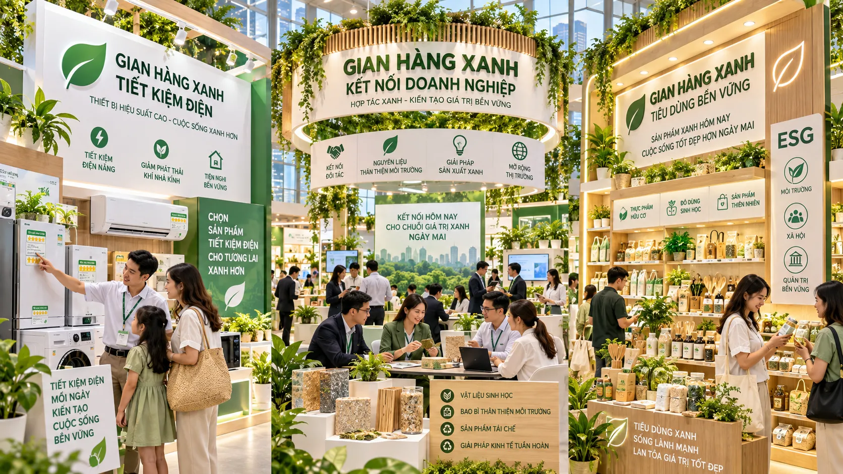 Tích hợp công nghệ số và hệ thống chiếu sáng tiết kiệm năng lượng trong mô hình gian hàng xanh hiện đại